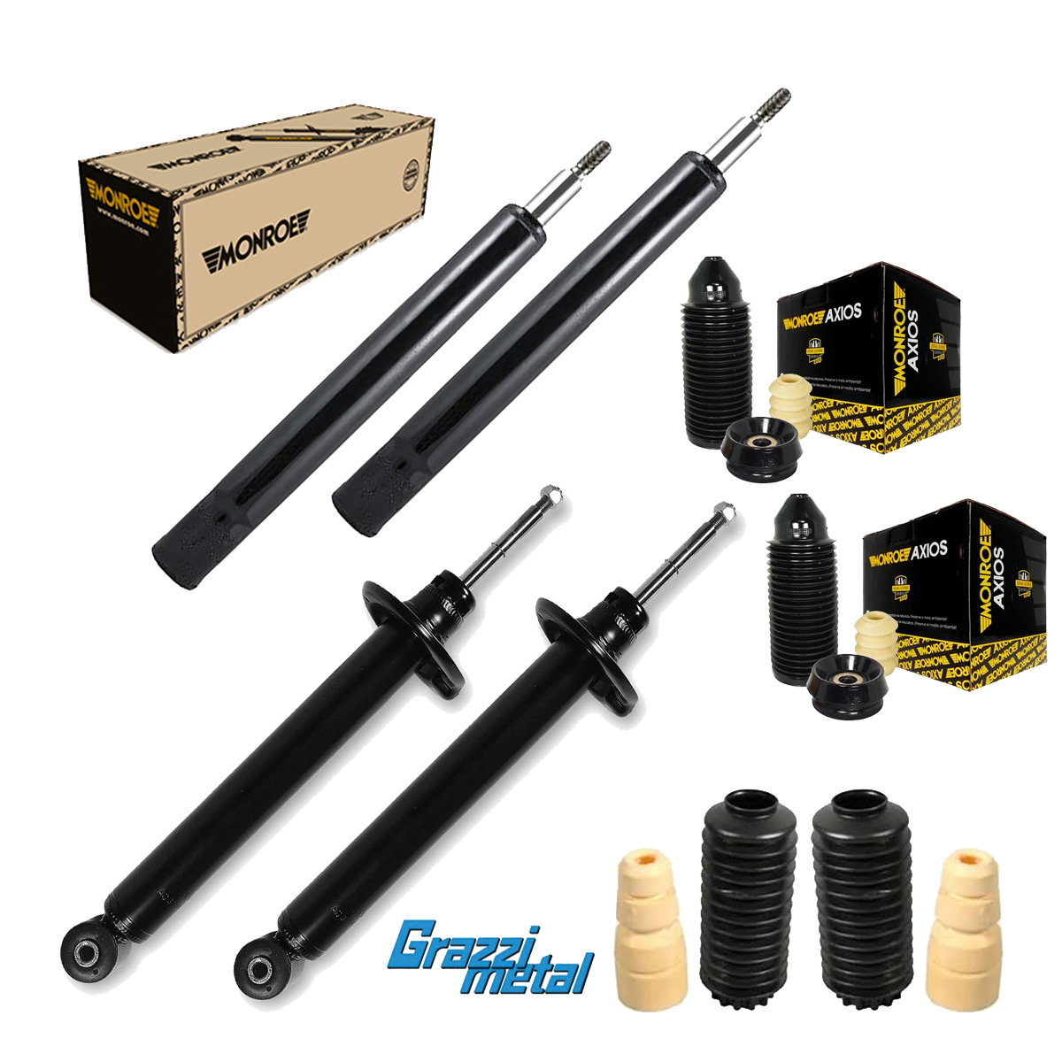 4 Amortecedores Turbogas Monroe + Kits Gol Voyage Quadrado
