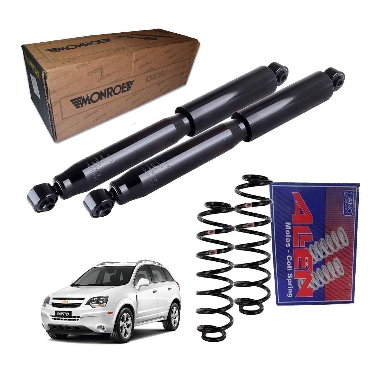2 Amortecedor Traseiro + 2 Mola Captiva 3.6 2009 2010 2011