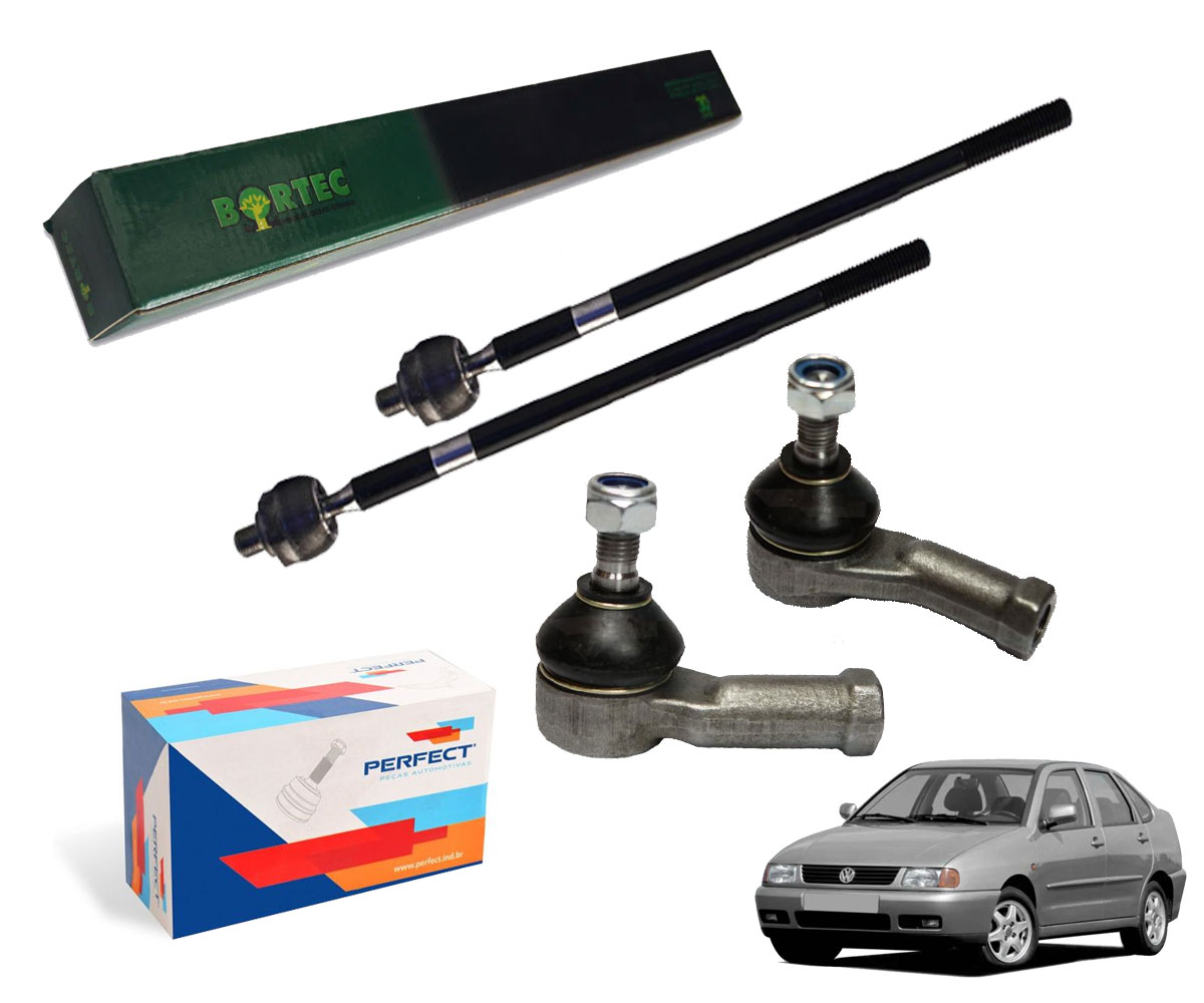 2 Terminal Direção + 2 Braço Axial Polo Classic 97 98 99 00