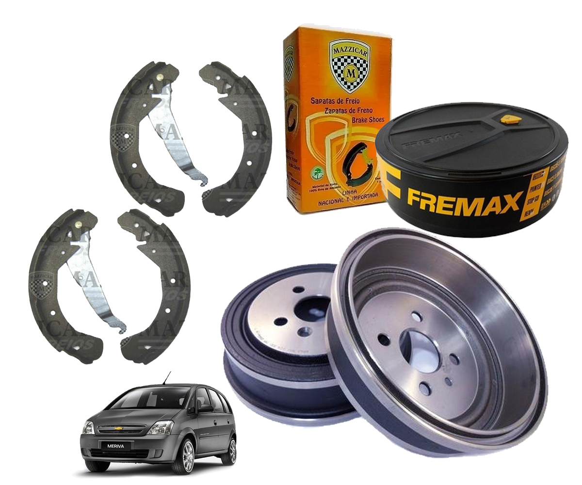 2 Tambor Freio + 4 Lona Meriva 1.4 2007 2008 2009 2010 2011