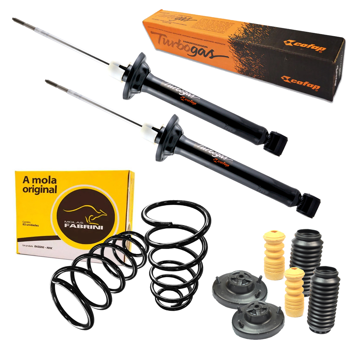 2 Amortecedor Traseiro + Mola + Kit Escort Zetec Hatch Sedan