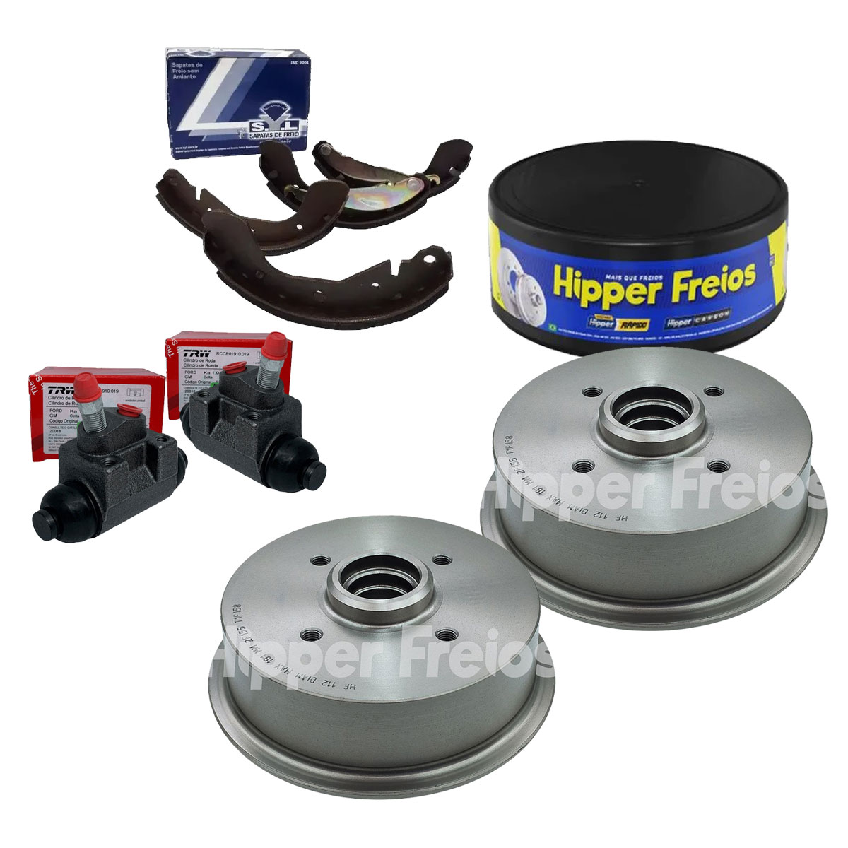 2 Tambor Freio + 4 Lona + 2 Cilindro Apollo 1990 1991 1992