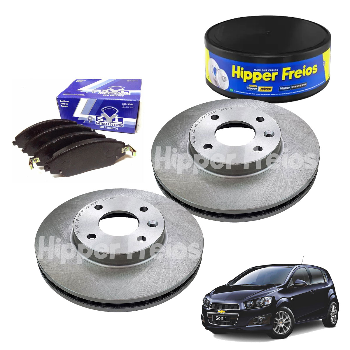 2 Disco Freio + Pastilha Sonic Lt Ltz 1.6 16v 2012 2013 2014