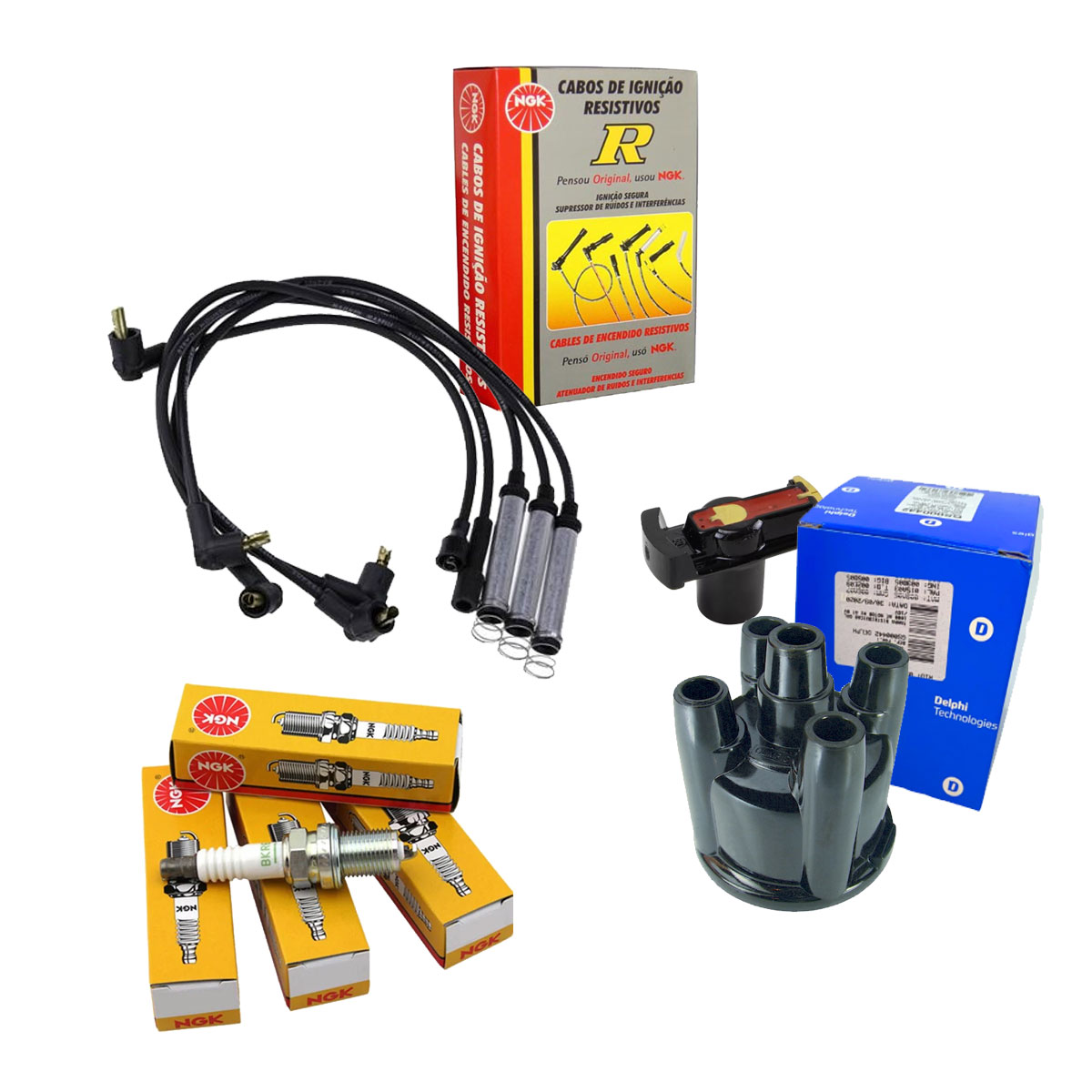 Kit Cabo + Vela Tampa Rotor Monza 1986 1987 1988 1989 Álcool