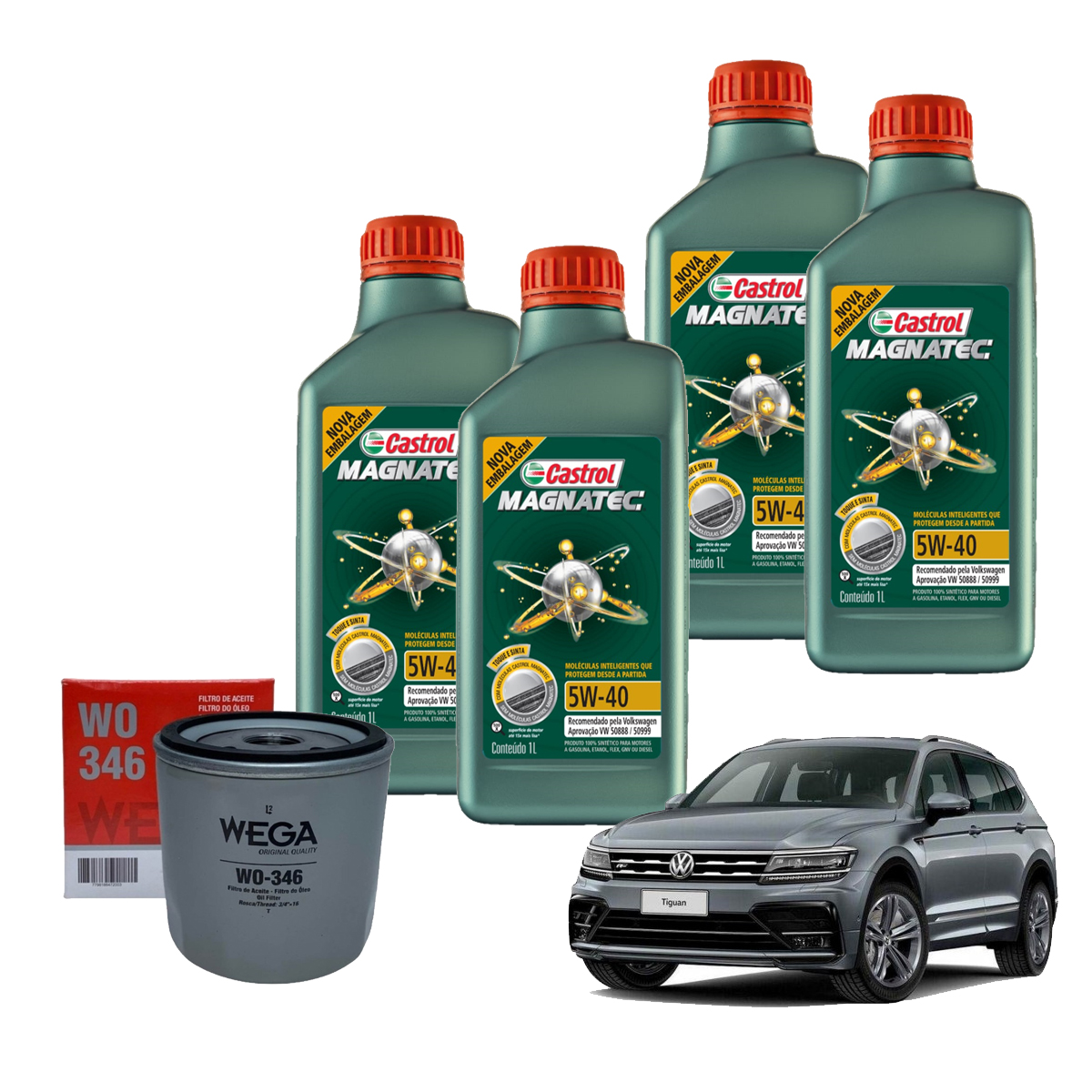 Kit Filtro + 4 Oleo 5w40 Tiguan Allspace 1.4 Tsi 2018 2019