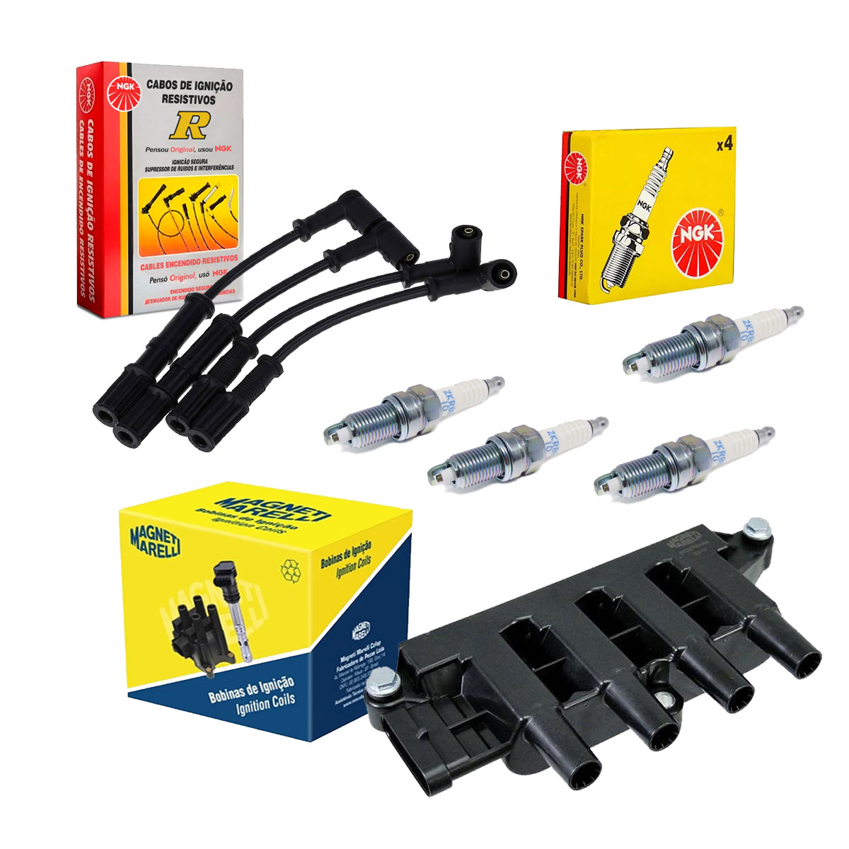 Kit Cabo + Vela + Bobina Fiorino 1.4 8v 2014 2015 2016 2017