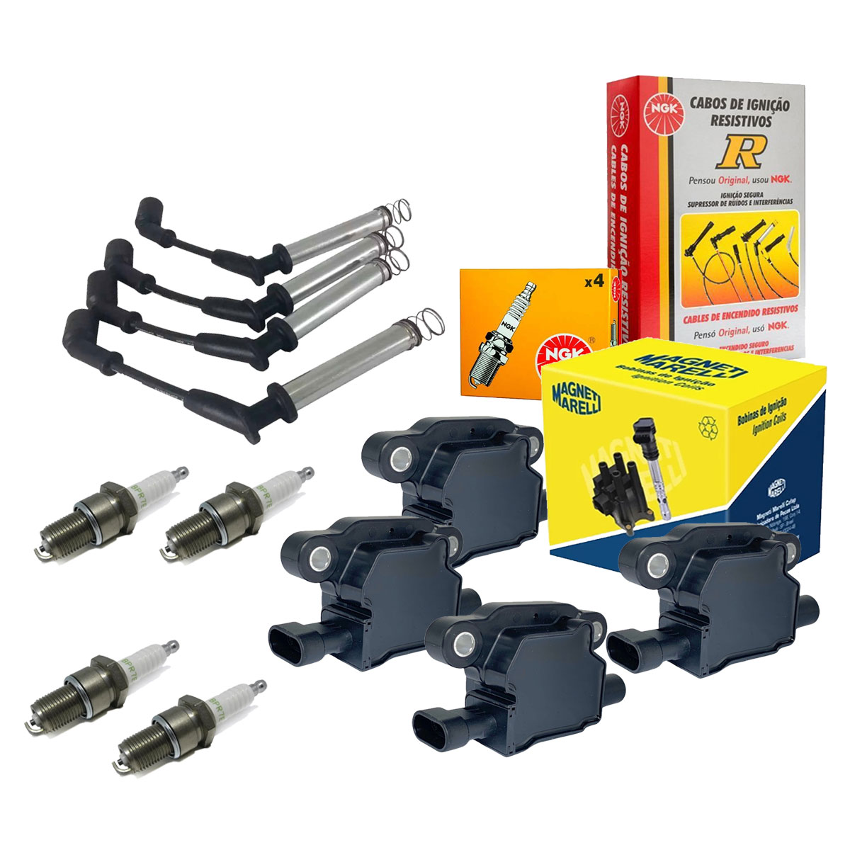 Kit Bobina + Cabo + Vela Prisma 1.4 2013 2014 2015 2016 2017