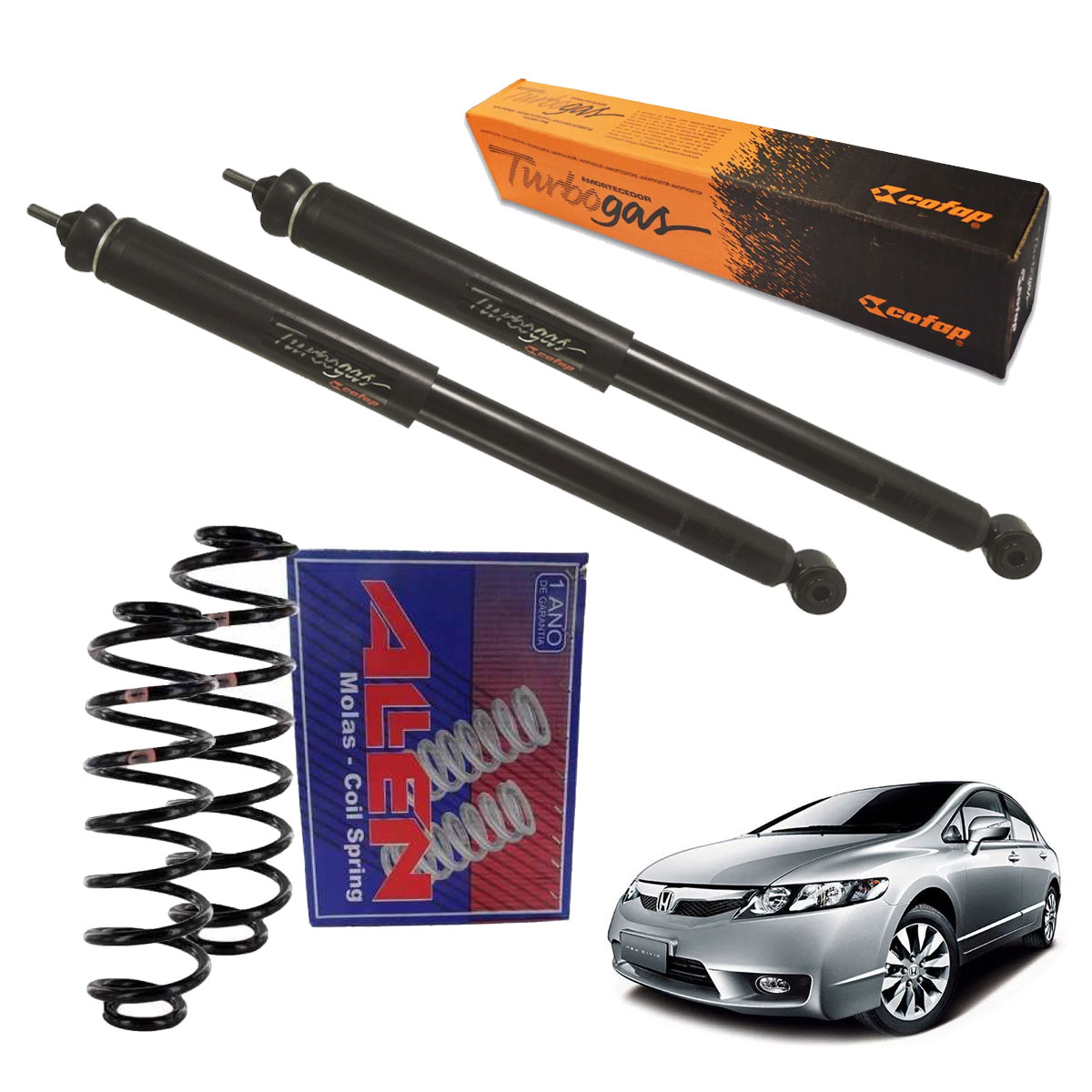 2 Amortecedor Traseiro + Mola Civic 2007 2008 2009 2010 2011