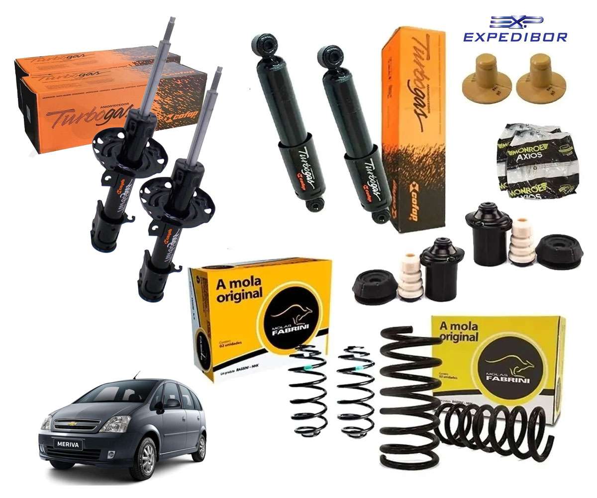 4 Amortecedor + Mola + Kit Meriva 2002 2003 2004 2005 2006