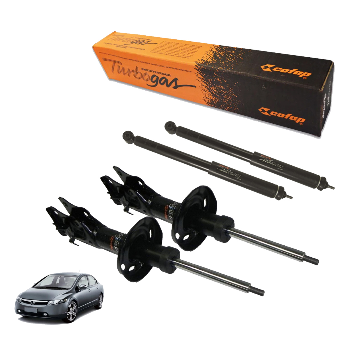 Kit 4 Amortecedor Dianteiro Traseiro Civic 2009 2010 2011