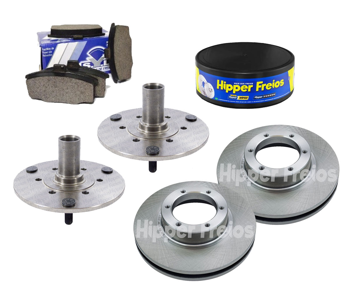 2 Disco Freio + 4 Pastilha + 2 Cubo Pampa 92 93 94 95 96 97