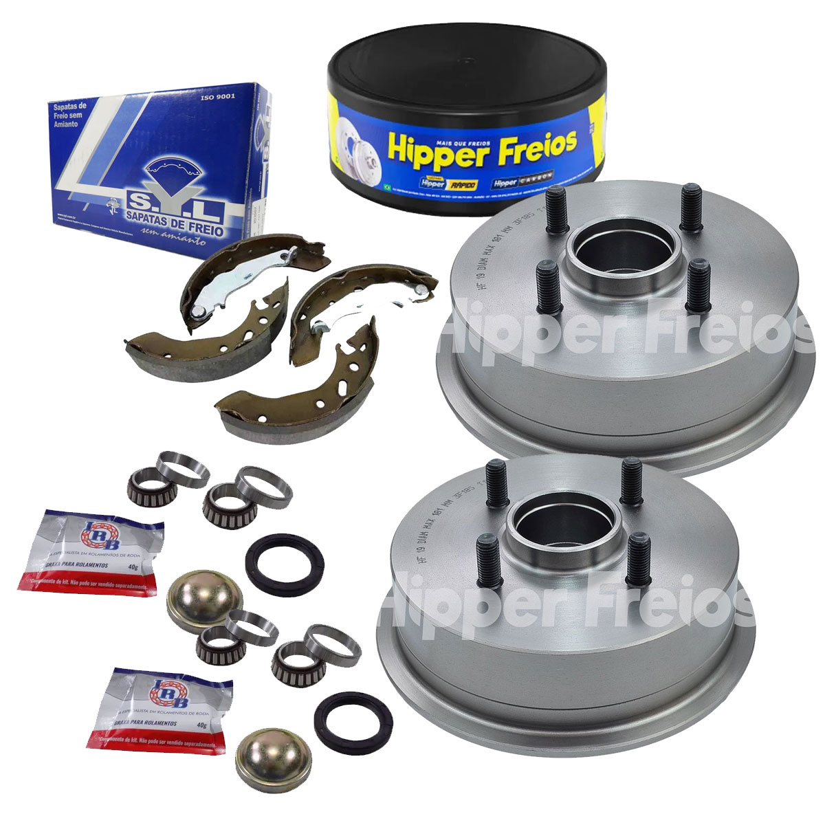 Tambor Freio + Lona + 2 Rolamento Roda Fiesta 1996 1997 1998