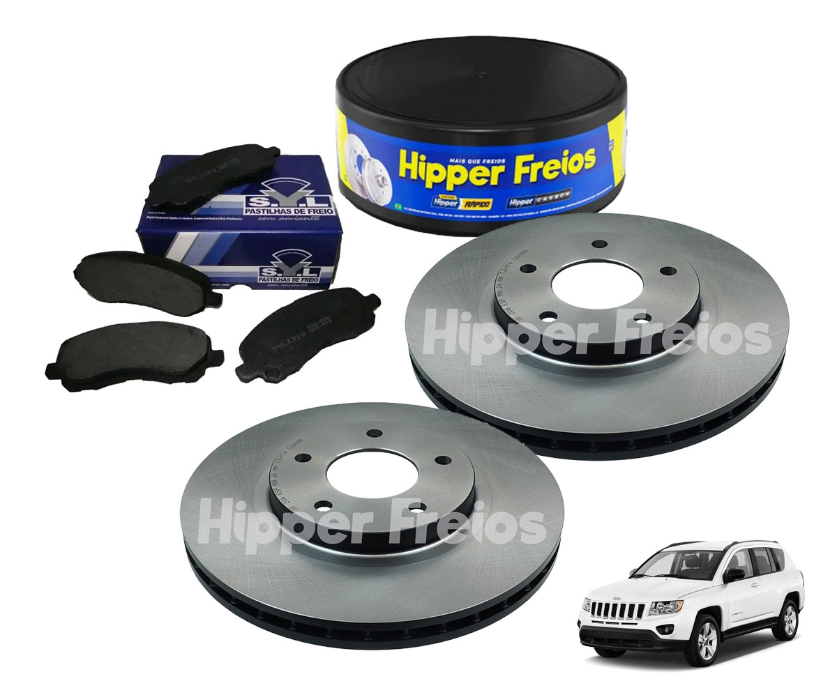 2 Disco Freio Dianteiro + 4 Pastilha Compass 2014 2015 2016