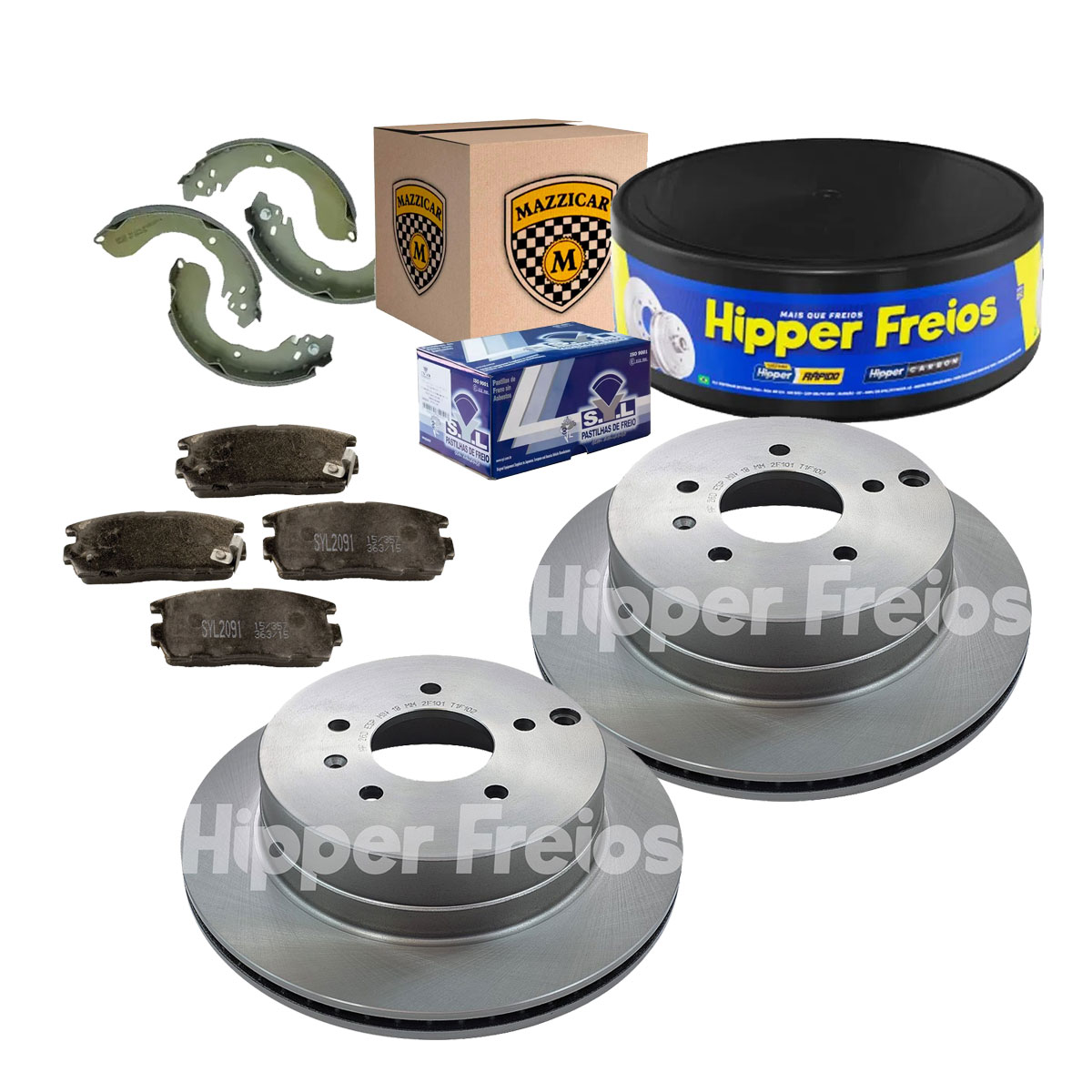 2 Disco Freio Traseiro + 4 Pastilha + 4 Sapata Captiva Todos