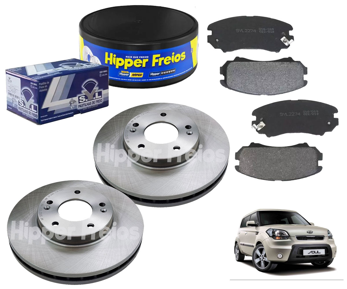 2 Disco Freio + 4 Pastilha Kia Soul 2009 2010 2011 2012 2013