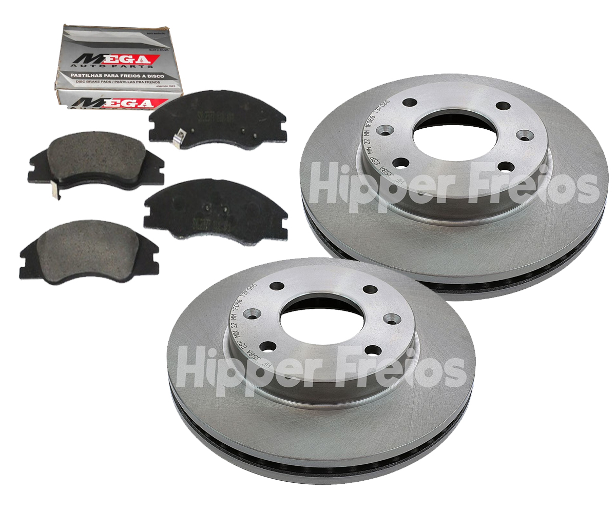 2 Disco Freio 4 Furos + 4 Pastilha Cerato 1.6 2006 2007 2008
