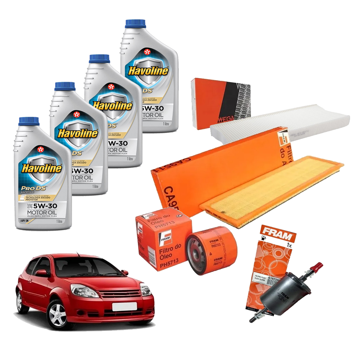 Kit 4 Filtro Oleo 5w30 Ar Combustivel Ford Ka 2008 2009 2010