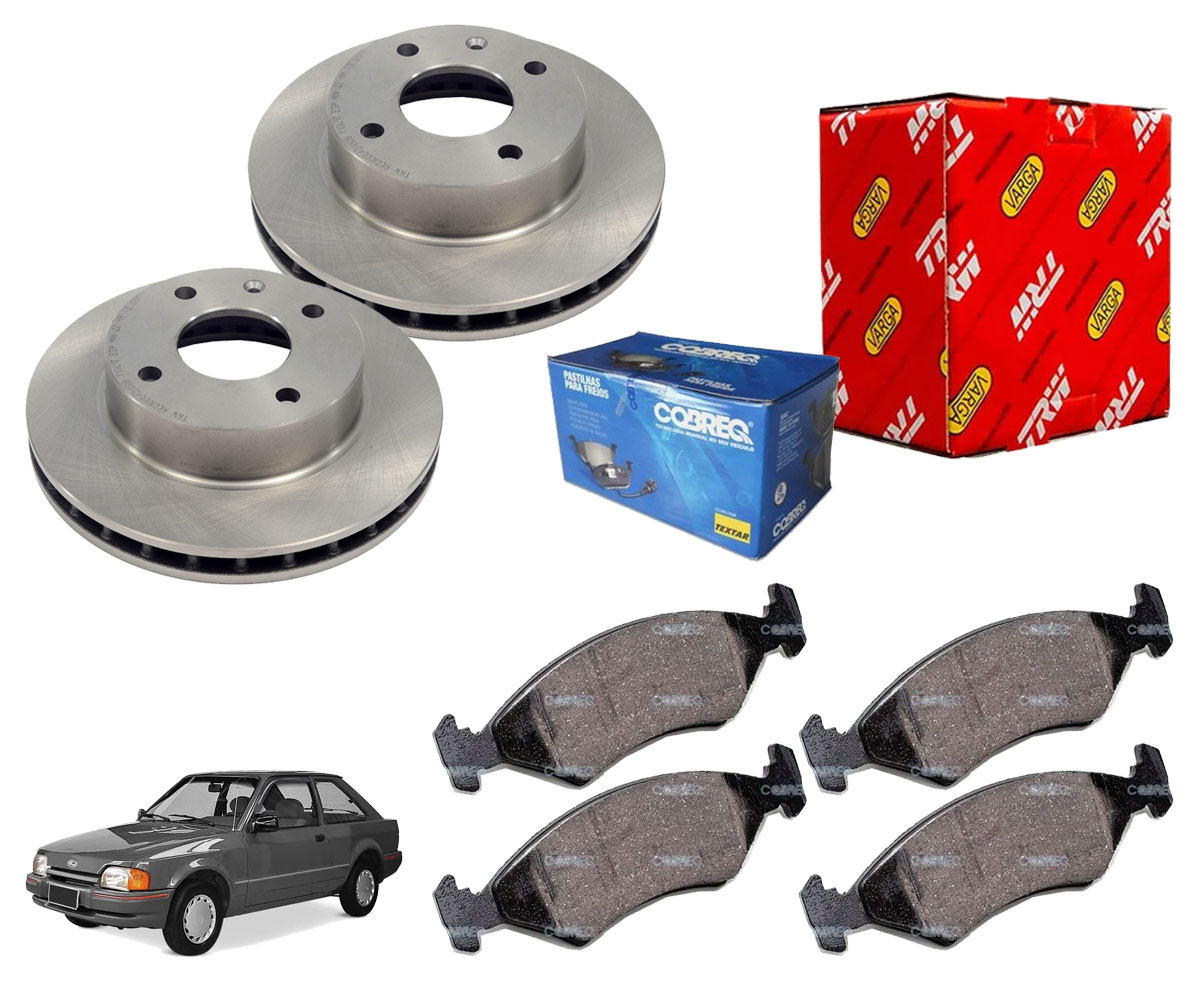 2 Disco Freio Varga + Pastilha Cobreq Escort Hobby 93 94 95