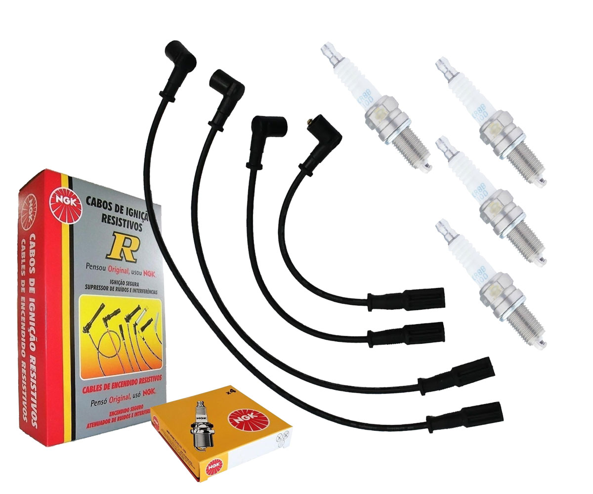Kit Cabo De Vela + Vela Ngk Palio 1.0 8v Fire Evo Flex 2017