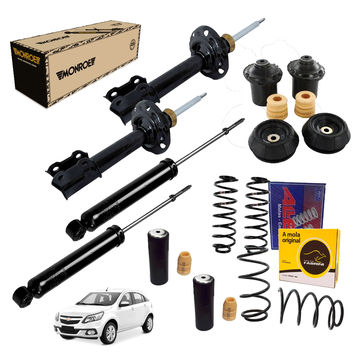 4 Amortecedor + 4 Mola + Kit Agile 2009 2010 2011 2012 2013