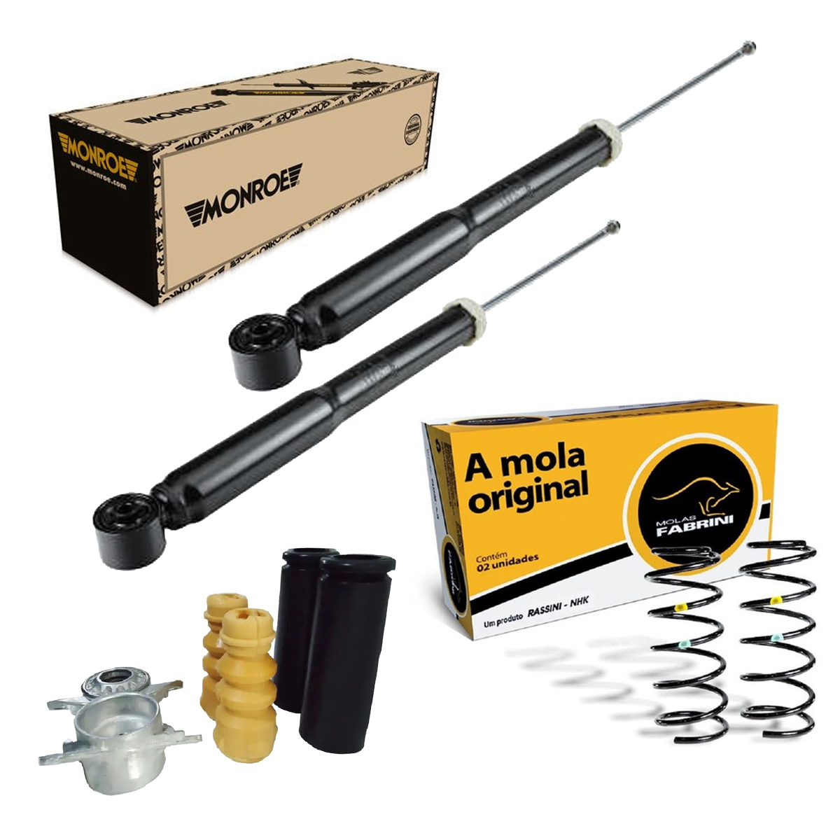2 Amortecedor Traseiro + Mola + Kit Crossfox 2006 2007 2008