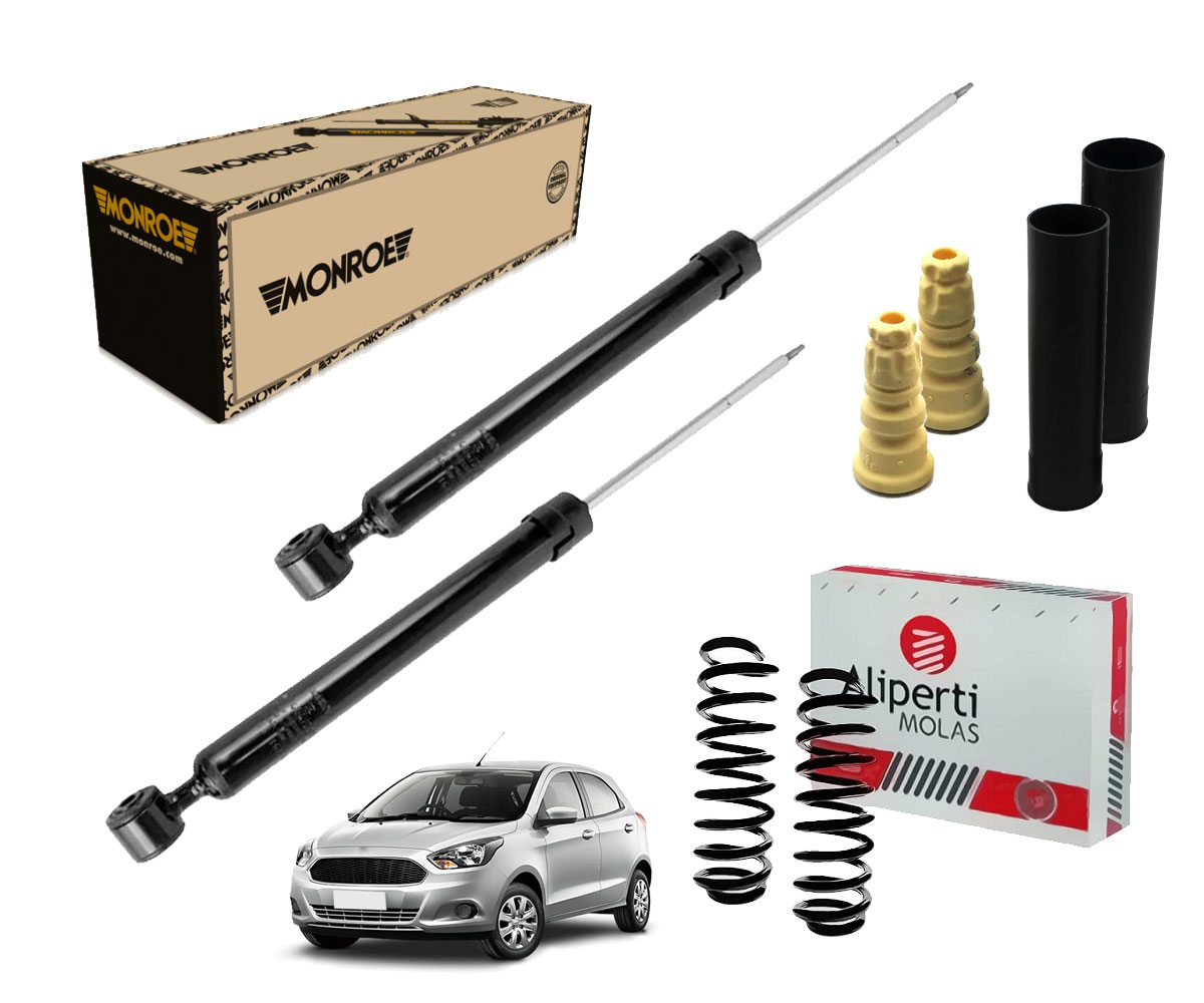 2 Amortecedor Traseiro Kit + Mola Gnv Ford Ka 2015 2016 2017