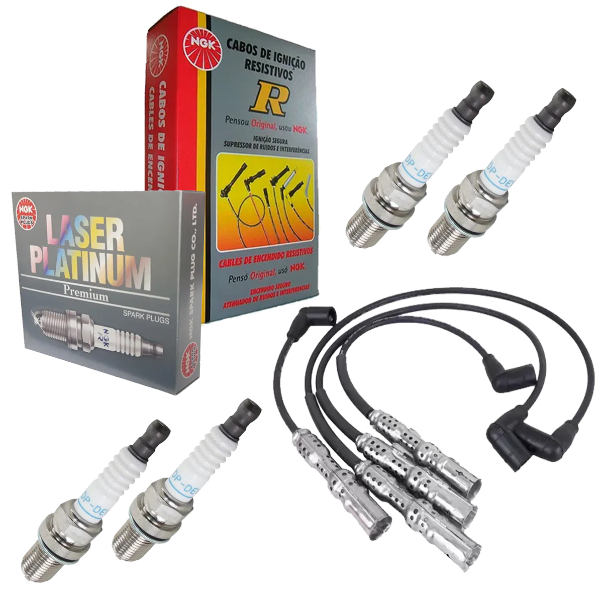 Kit Cabo + Vela Ignição Golf Bora Polo 2.0 8v 2009 2010 2011