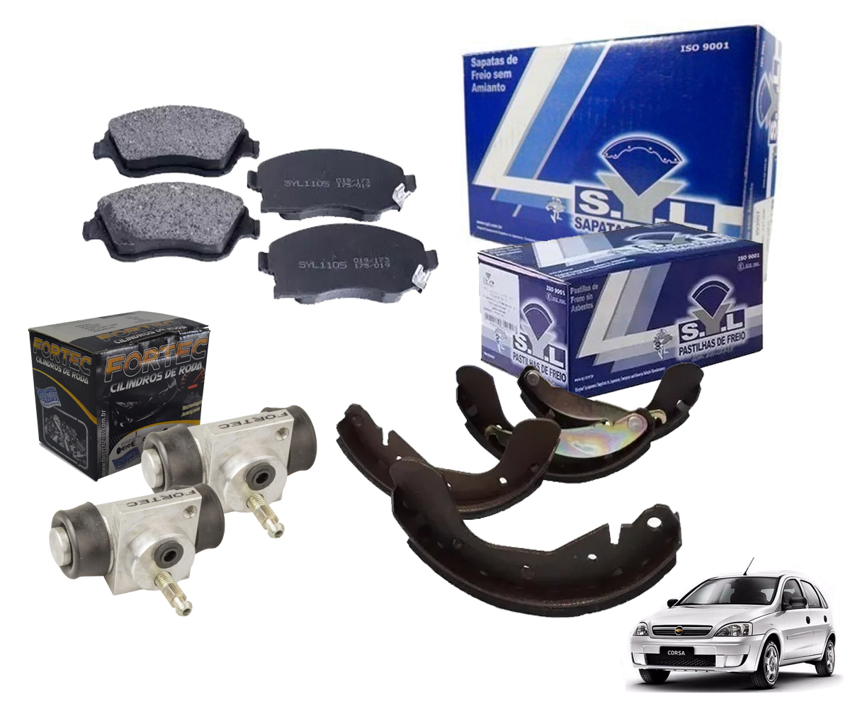 4 Pastilha 4 Sapata Lona + 2 Cilindro Novo Corsa 2002 A 2012