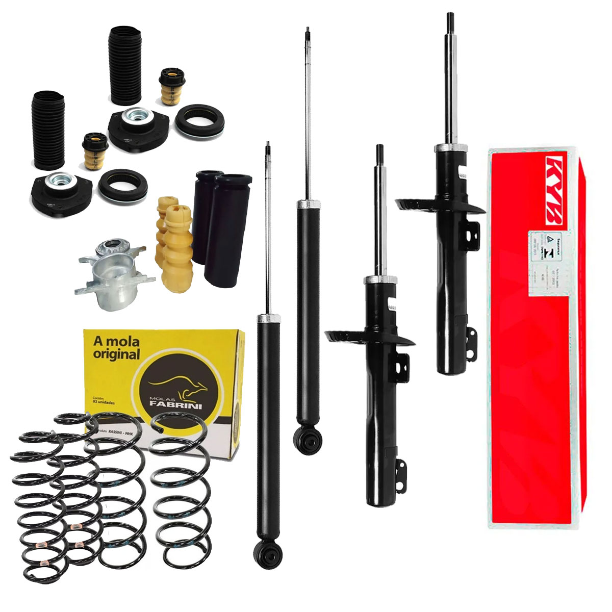 4 Amortecedor + 4 Mola + Kit Polo Hatch 2002 2003 2004 2005