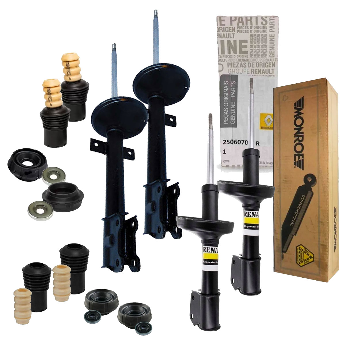 4 Amortecedor + Kit Batente Duster 4x4 2011 Ate 2020 Manual