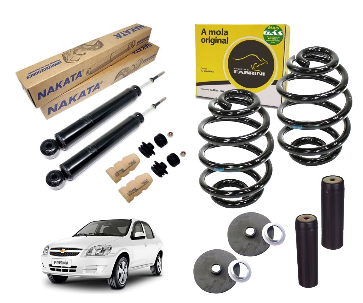 Amortecedor Traseiro + Mola GNV + Kit Prisma 2009 2010 2011 2012