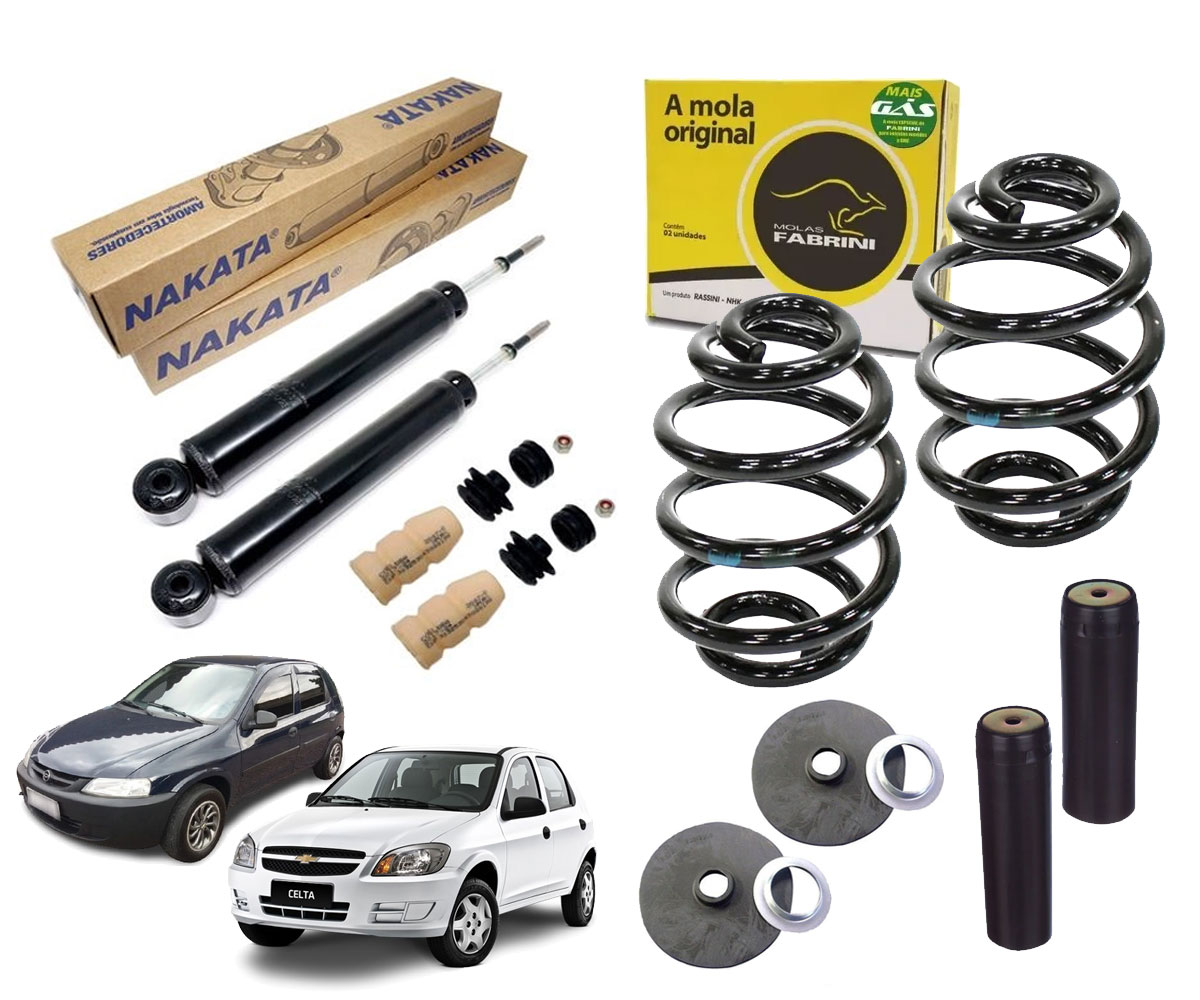 2 Amortecedor Traseiro + Mola Gnv + Kit Celta 2000 Até 2015