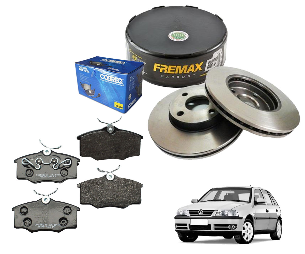 2 Disco Freio Ventilado Fremax + 4 Pastilha Cobreq Gol G3 G4