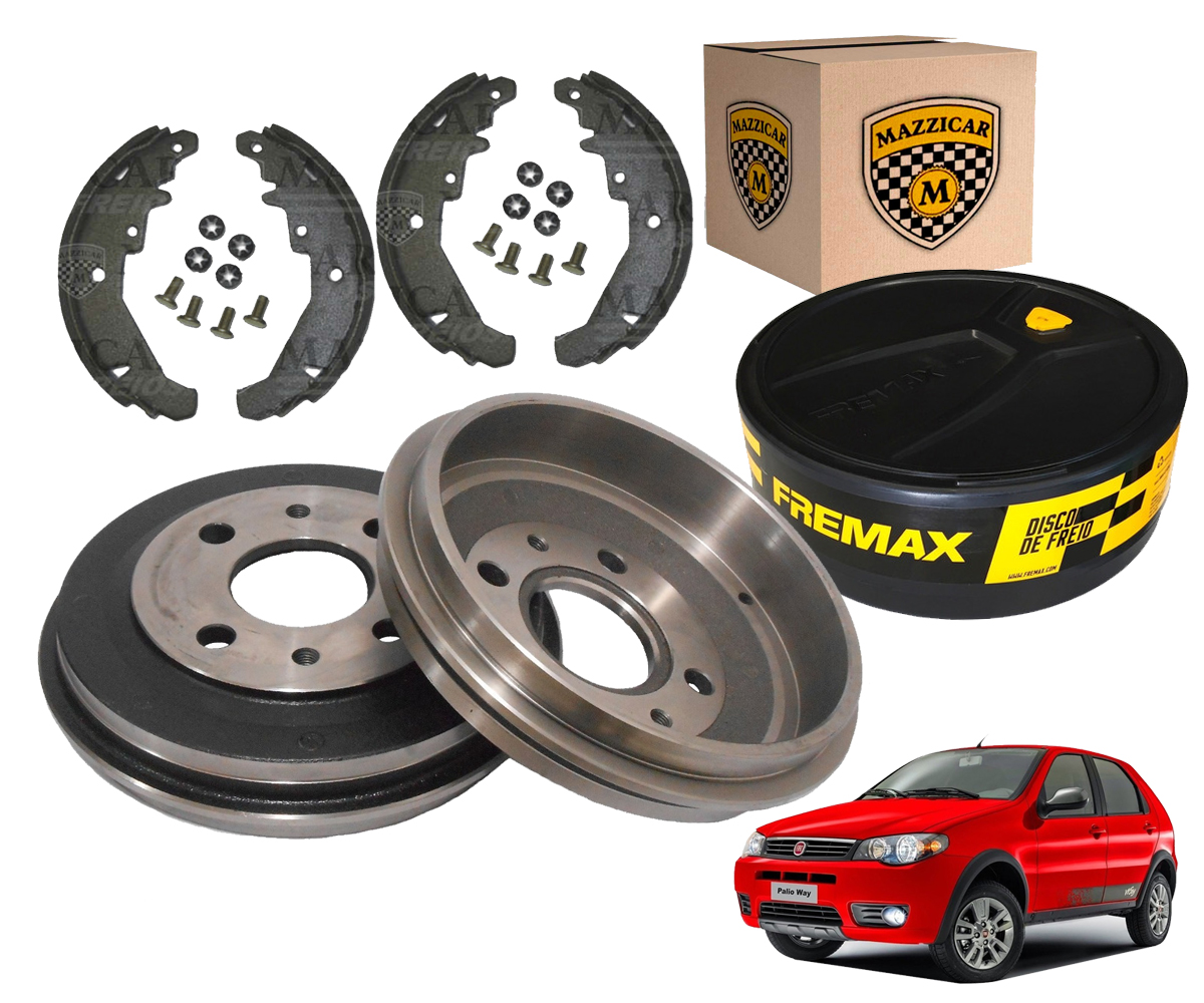 2 Tambor Freio + 4 Sapata Lona Palio Way 2012 2013 2014 2015