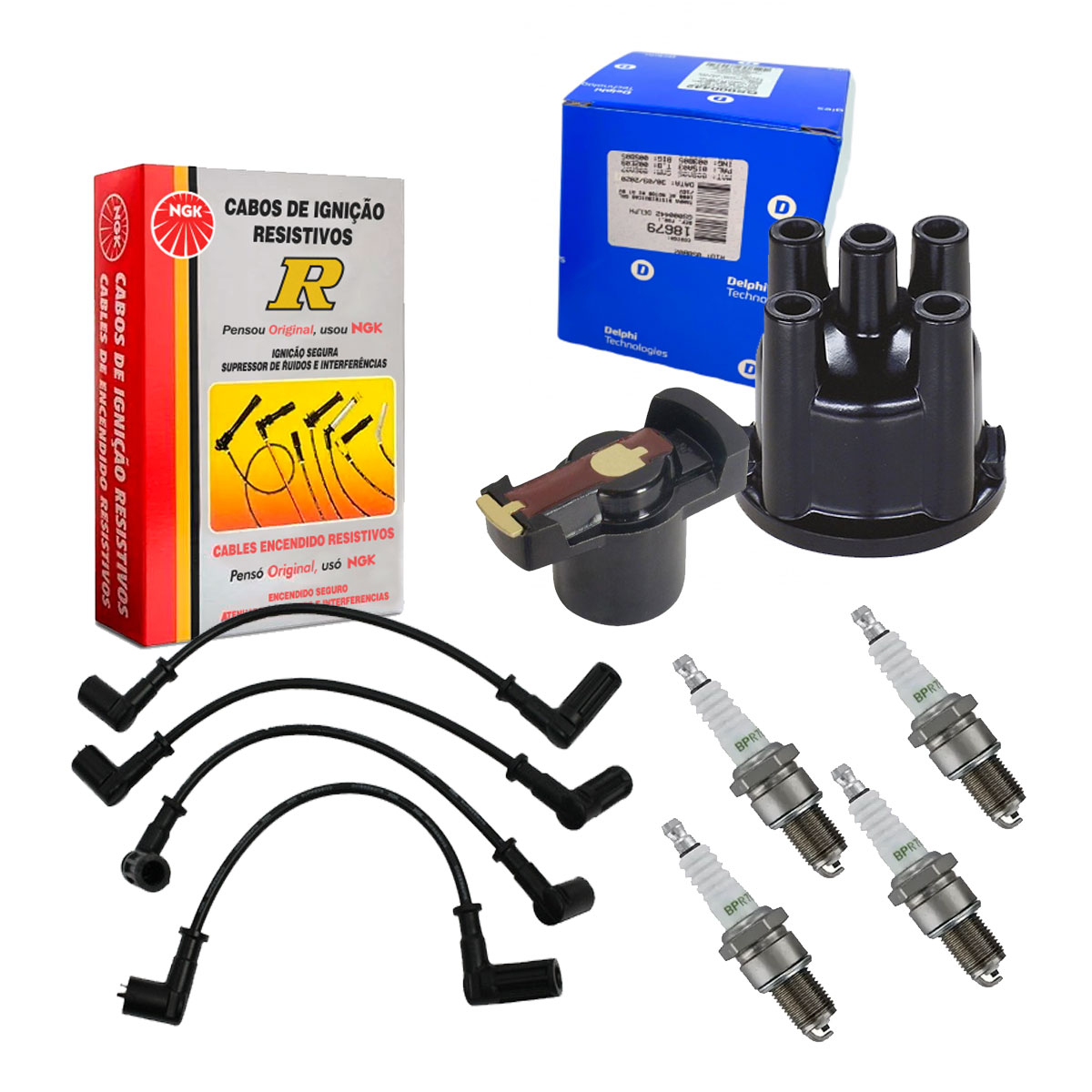 Kit Vela Cabo Tampa Rotor Uno Elba 1.3 1985 1986 1987 Alcool