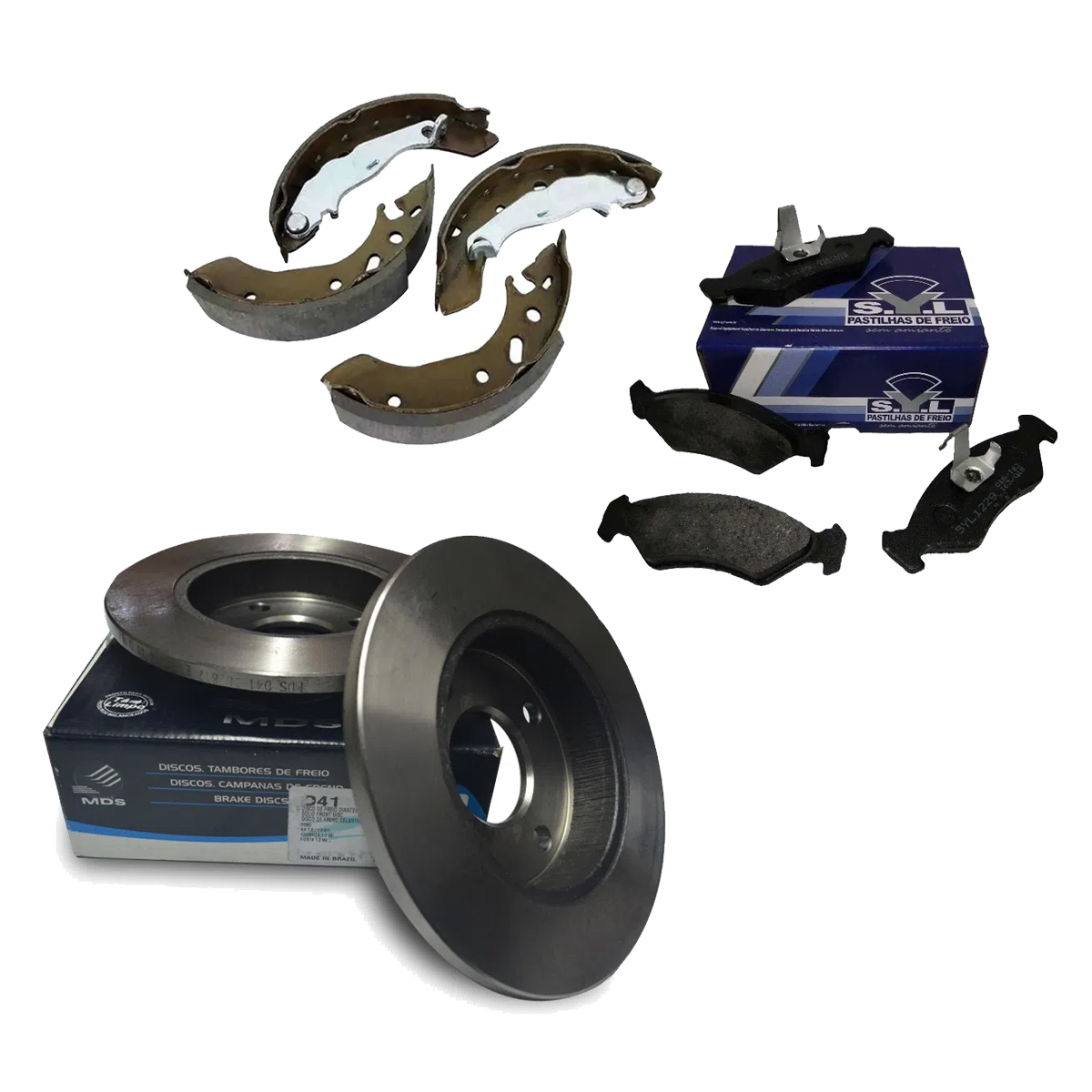 2 Disco + Pastilha Freio + Sapata Fiesta 96 97 98 99 Endura