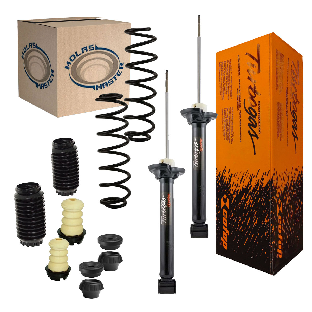 2 Amortecedor Traseiro + Mola Gnv + Kit Batente Gol G5 G6 G7