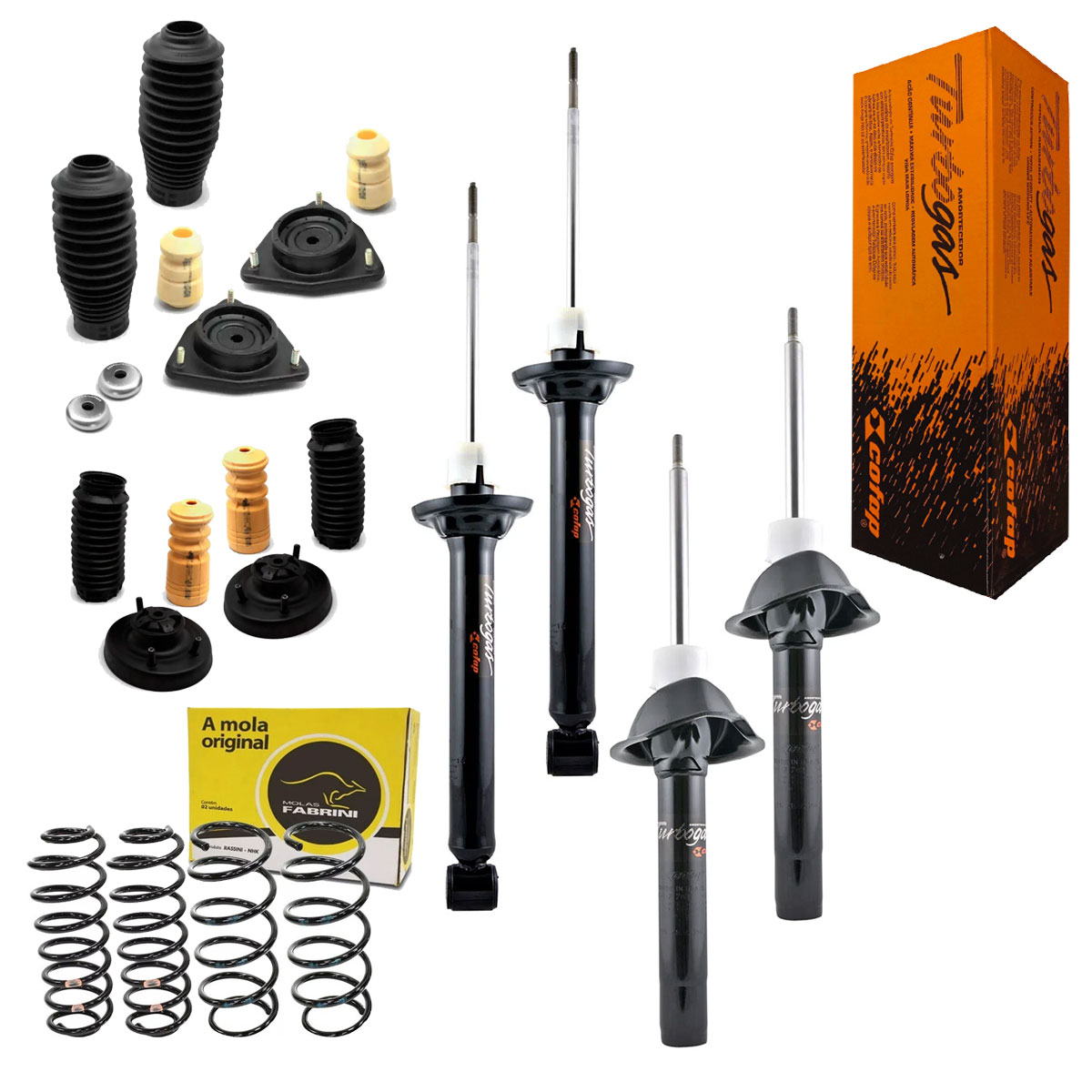 4 Amortecedor + Mola + Kit Escort Zetec Hatch 1997 1998 1999