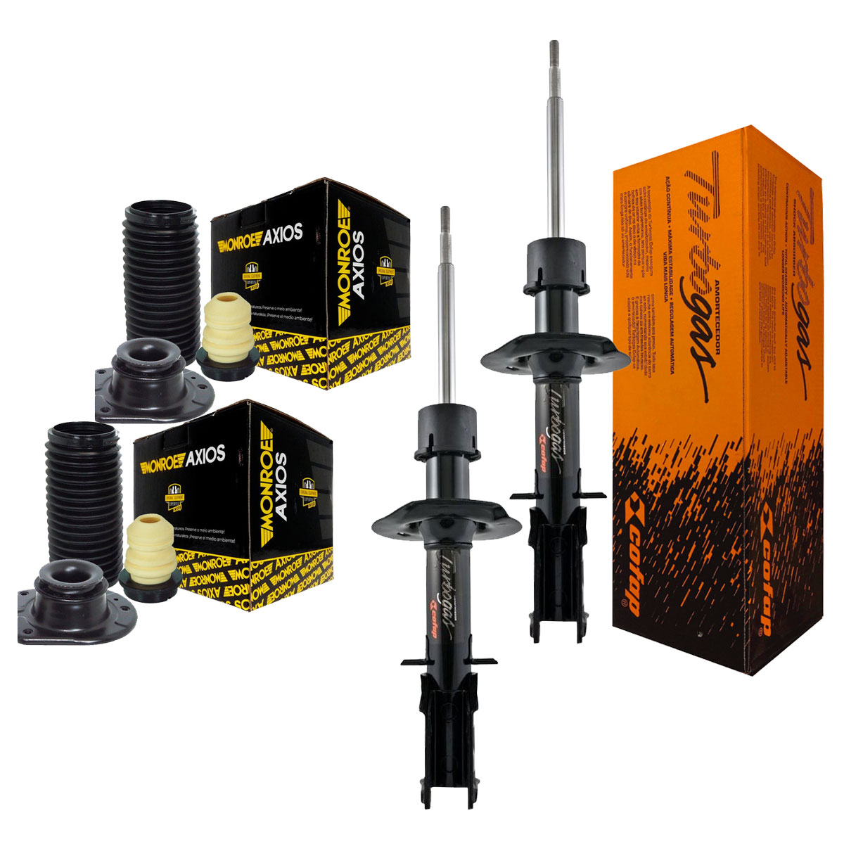 2 Amortecedor Dianteiro + Kit Siena 1.0 2002 2003 2004 2005