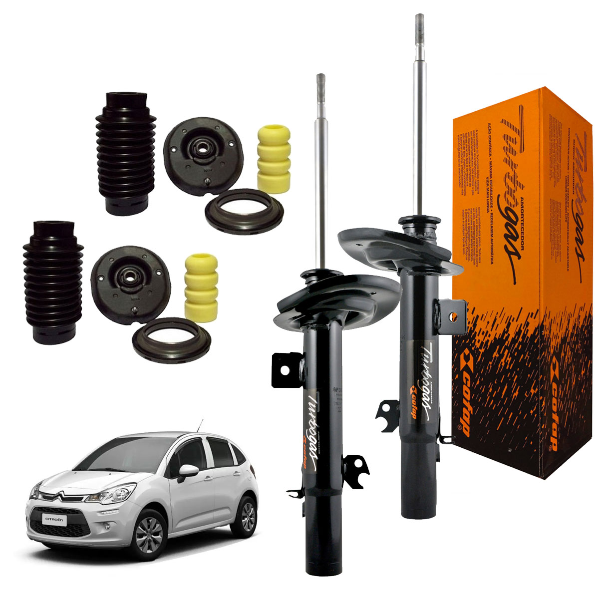 2 Amortecedor Dianteiro + Kit C3 2013 2014 2015 2016 Manual