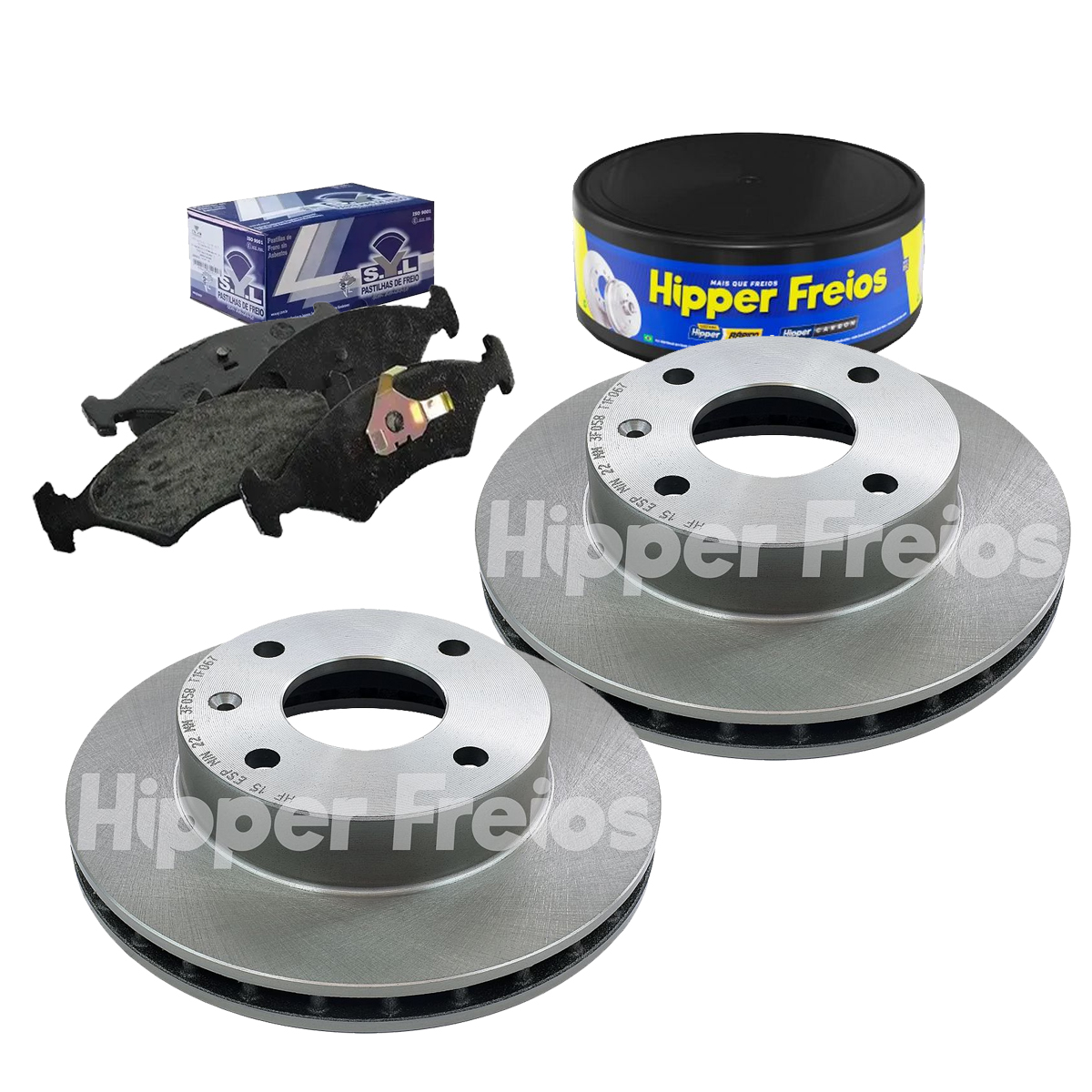 Kit 2 Disco Freio Pastilha Escort Hobby 1993 1994 1995 1996