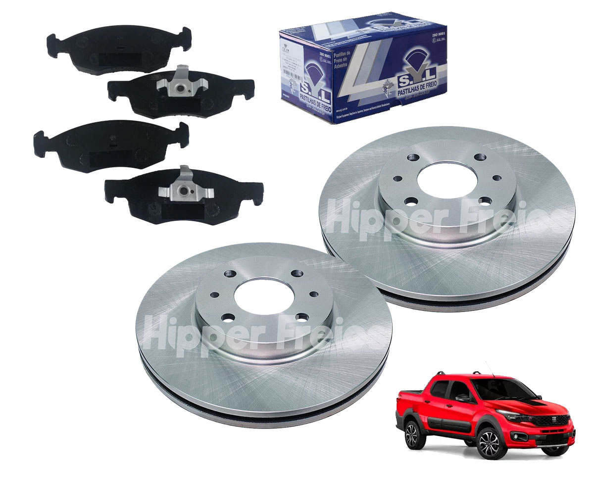 2 Disco Freio Dianteiro 4 Pastilha Strada 1.3 1.4 2020 2021