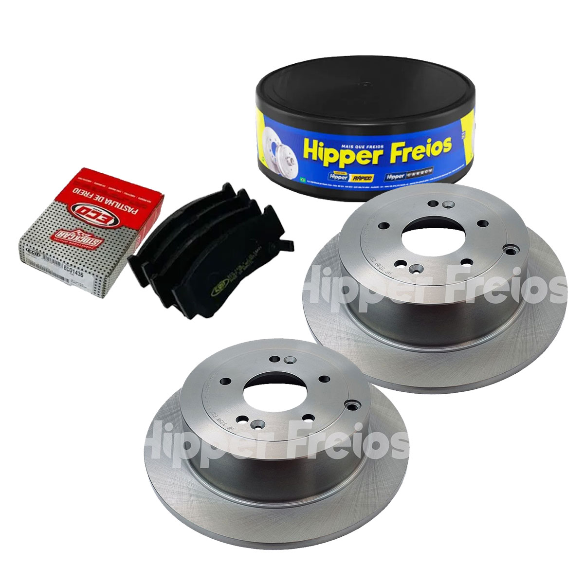 2 Disco Freio Traseiro + 4 Pastilha Santa Fe 2007 2008 2009