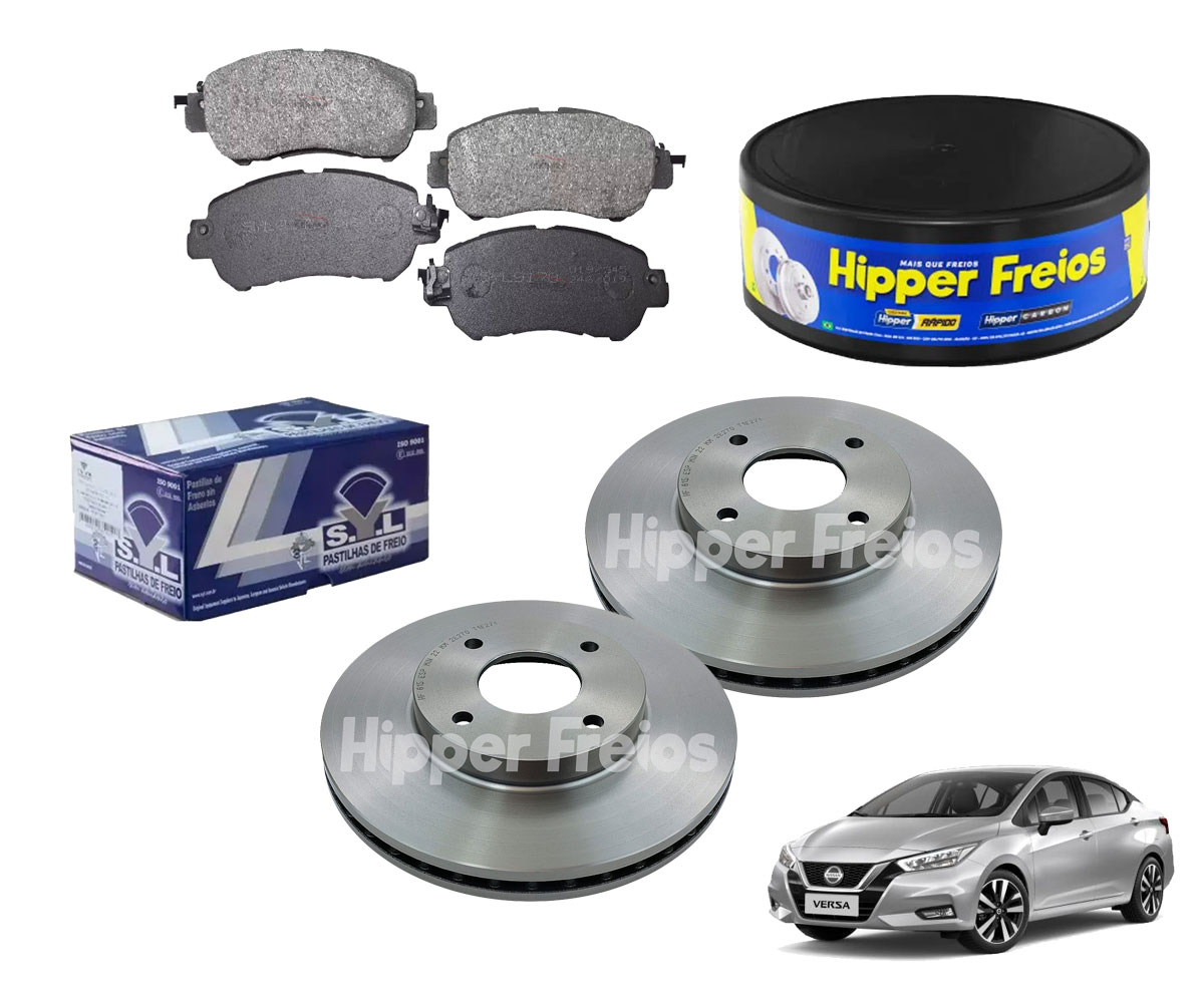 2 Disco Freio Dianteiro + 4 Pastilha Versa 1.6 16v 2021 2022