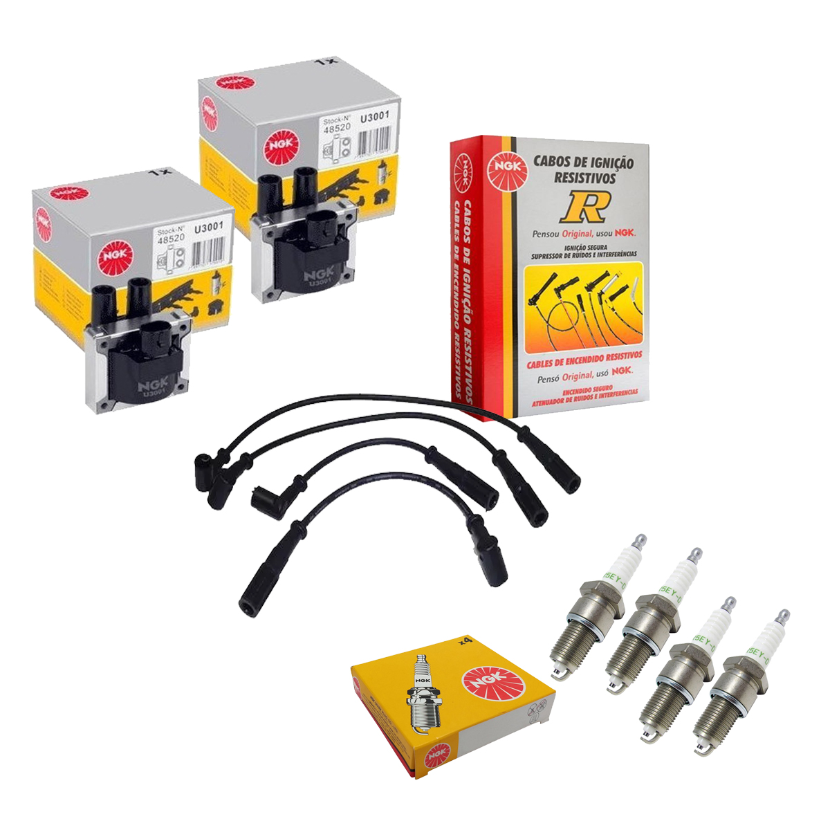 Kit Cabo + Vela + 2 Bobina Tempra 2.0 8v Spi 1995 1996 1997