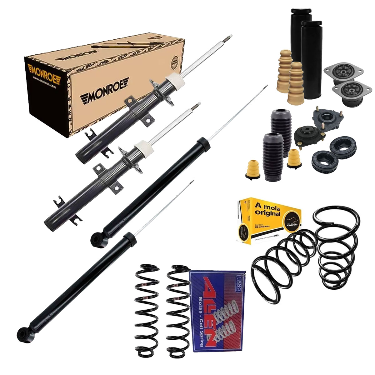 4 Amortecedor + 4 Mola + Kit Ecosport 4x2 2003 A 2011 Manual