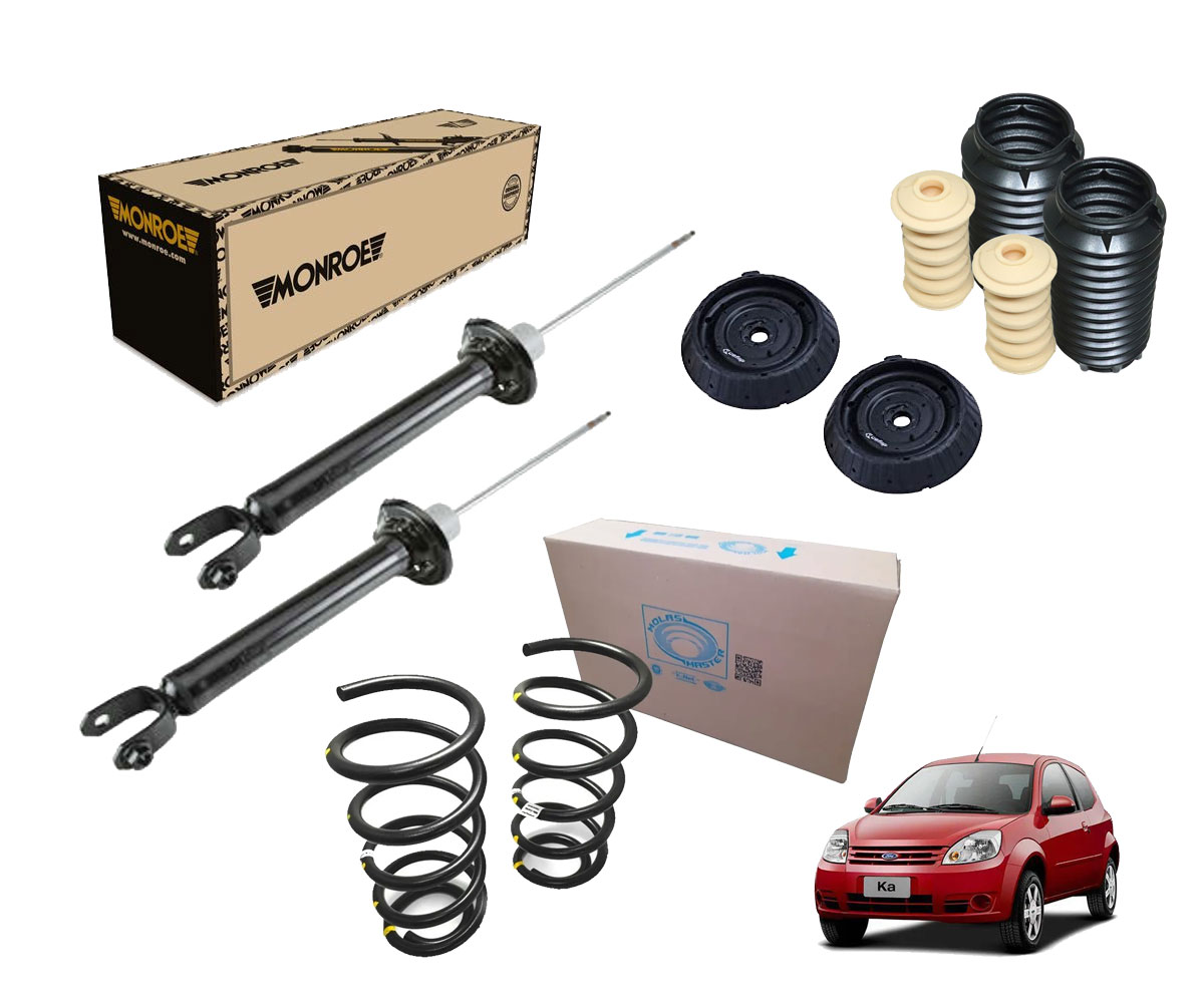 2 Amortecedor Traseiro + 2 Mola + Kit Ford Ka 2008 2009 2010