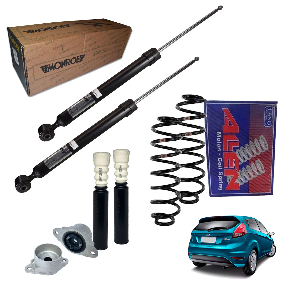 Kit Amortecedor Traseiro + Mola Fiesta Hatch 2014 2015 2016