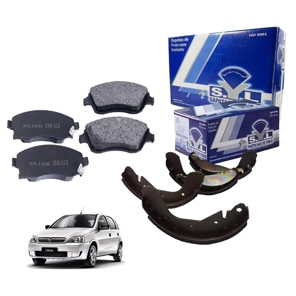 4 Pastilha Freio + Sapata Corsa Maxx Joy Premium 2002 A 2012