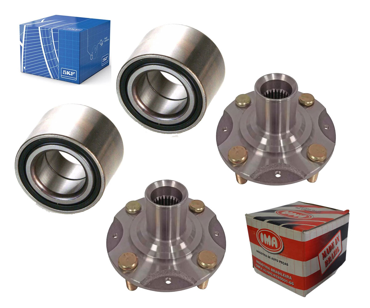 2 Rolamento Roda Dianteira + 2 Cubo Honda Fit 2003 Até 2008